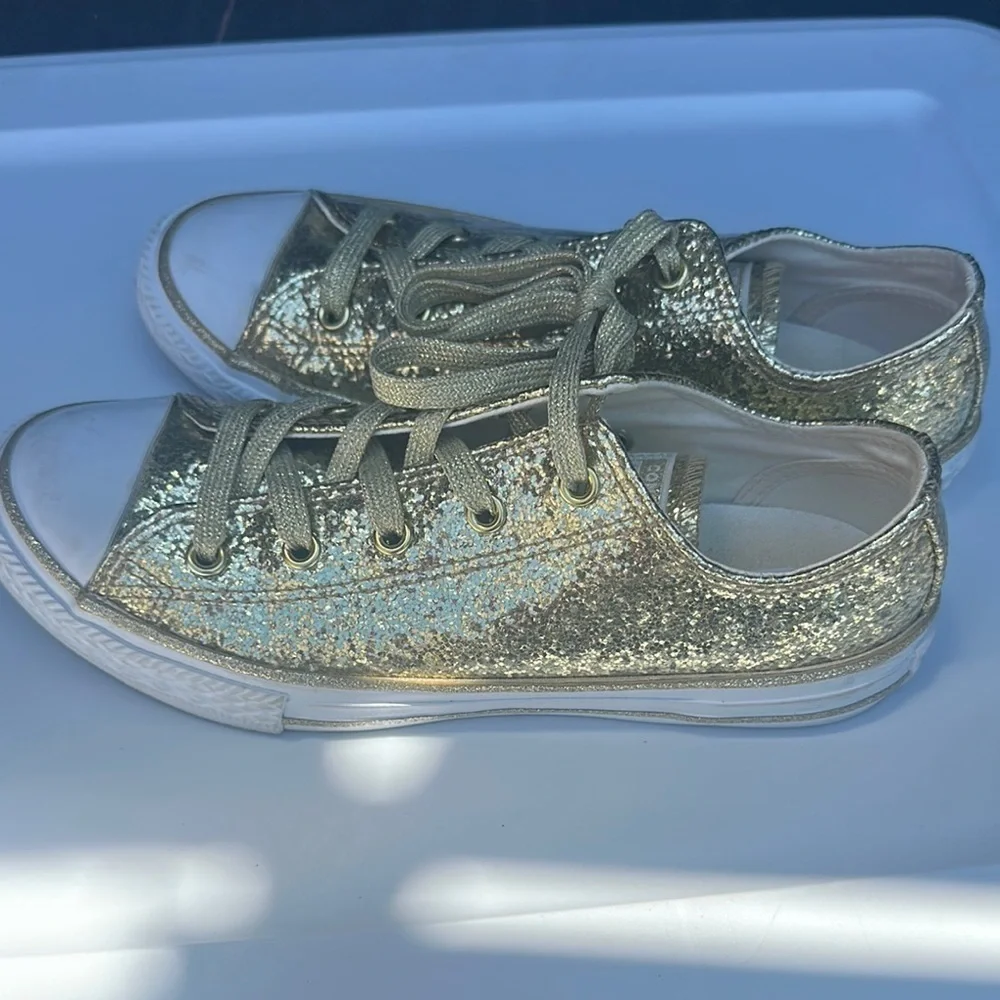 Gold Glitter Kids Sneakers